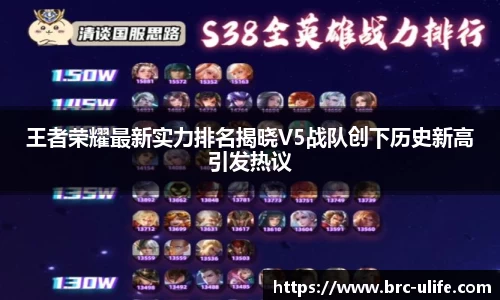 王者荣耀最新实力排名揭晓V5战队创下历史新高引发热议