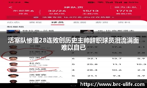 活塞队惨遭28连败创历史主帅辞职球员泪流满面难以自已